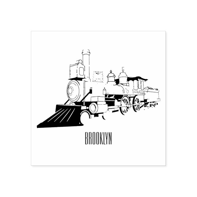 Abbildung des Cartoon der Dampflokomotive Gummistempel (Prägung)