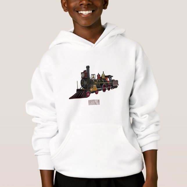 Abbildung des Cartoon der Dampflokomotive Hoodie (Vorderseite)