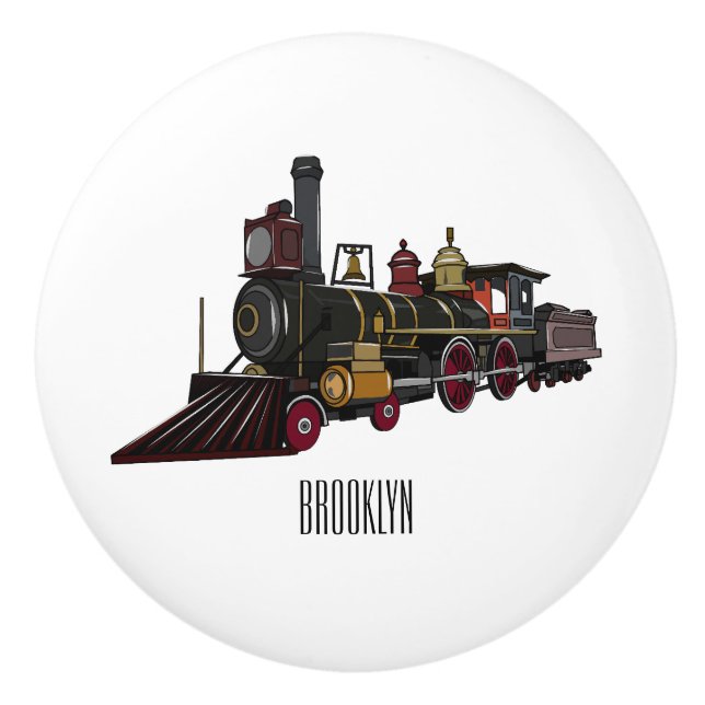 Abbildung des Cartoon der Dampflokomotive Keramikknauf (Vorderseite)