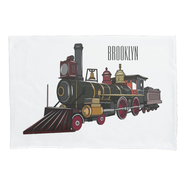 Abbildung des Cartoon der Dampflokomotive Kissenbezug (Vorderseite)