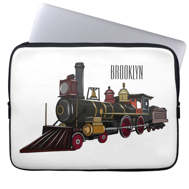 Abbildung des Cartoon der Dampflokomotive Laptopschutzhülle (Vorderseite)