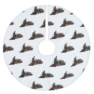 Abbildung des Cartoon der Dampflokomotive Polyester Weihnachtsbaumdecke