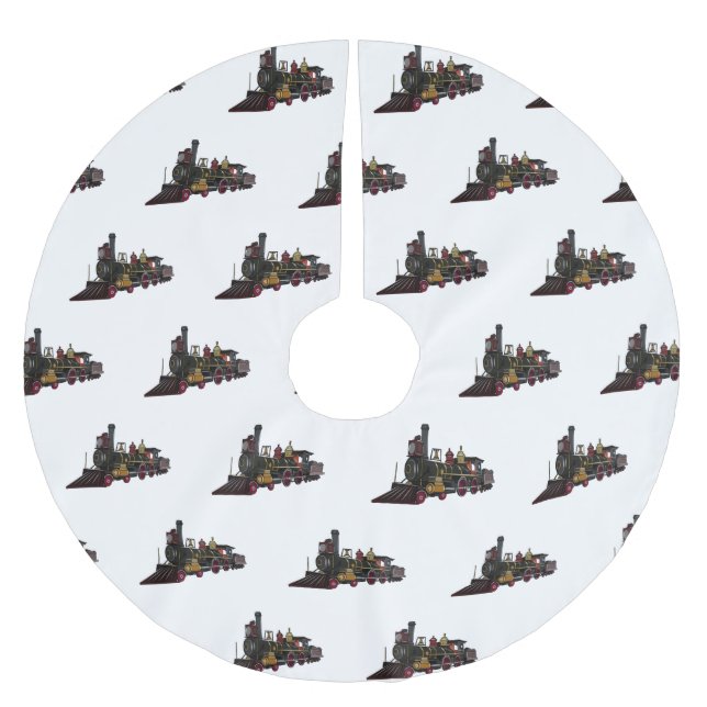 Abbildung des Cartoon der Dampflokomotive Polyester Weihnachtsbaumdecke (Vorderseite)