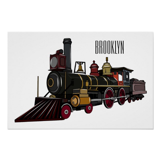 Abbildung des Cartoon der Dampflokomotive Poster (Vorderseite)