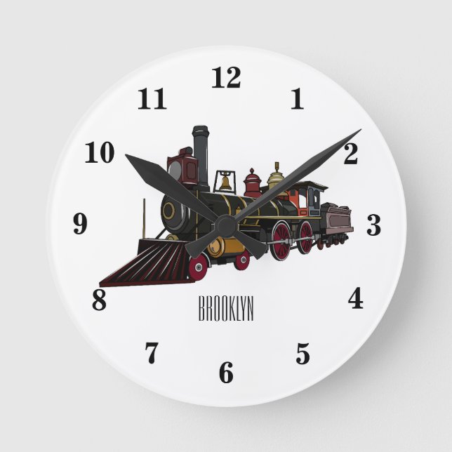 Abbildung des Cartoon der Dampflokomotive Runde Wanduhr (Vorderseite)