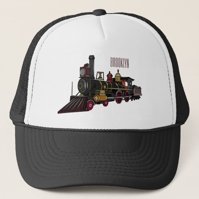 Abbildung des Cartoon der Dampflokomotive Truckerkappe (Vorderseite)