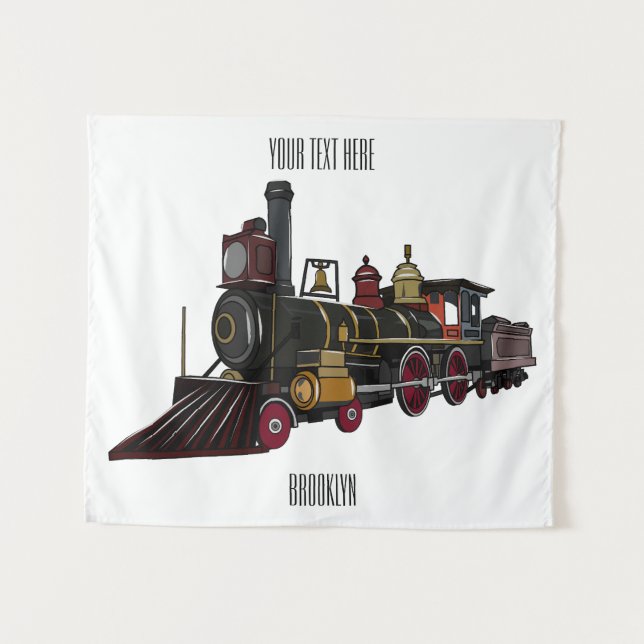 Abbildung des Cartoon der Dampflokomotive Wandteppich (Vorderseite (Horizontal))