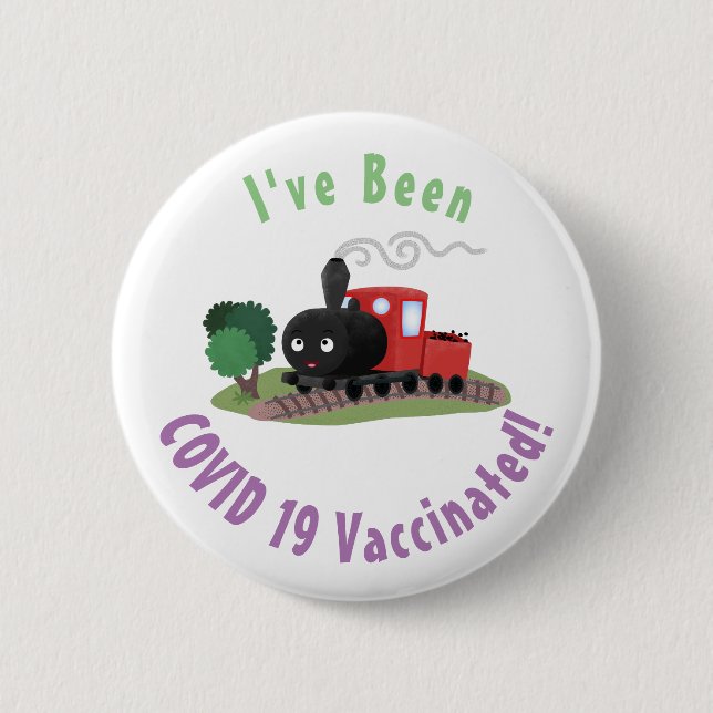 Abbildung des Cartoon der niedlichen Dampfzuglokom Button (Vorderseite)