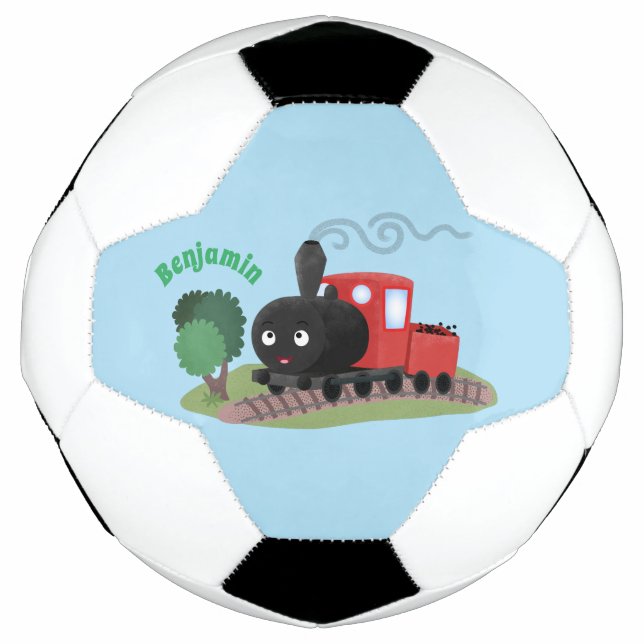 Abbildung des Cartoon der niedlichen Dampfzuglokom Fußball (Vorderseite)