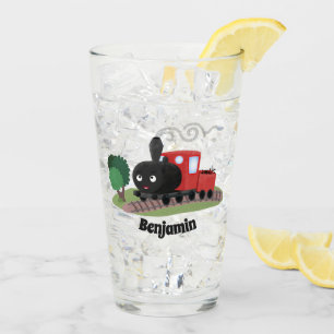 Abbildung des Cartoon der niedlichen Dampfzuglokom Glas