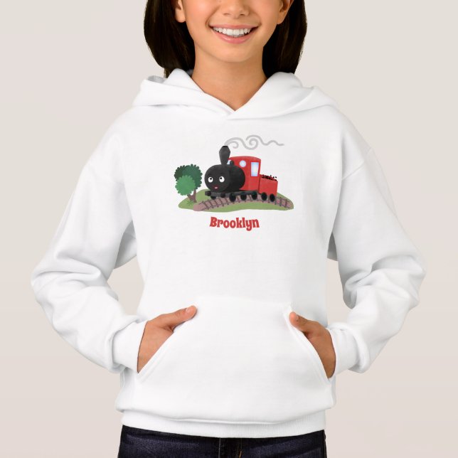 Abbildung des Cartoon der niedlichen Dampfzuglokom Hoodie (Vorderseite)