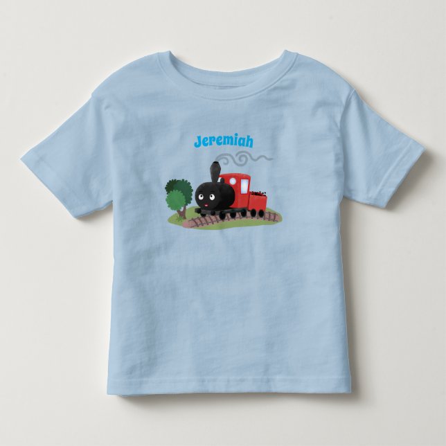 Abbildung des Cartoon der niedlichen Dampfzuglokom Kleinkind T-shirt (Vorderseite)