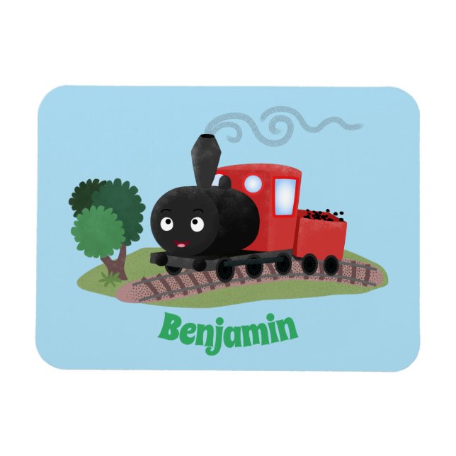Abbildung des Cartoon der niedlichen Dampfzuglokom Magnet (Horizontal)
