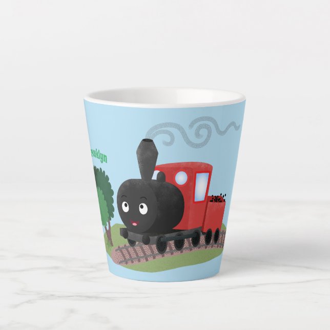 Abbildung des Cartoon der niedlichen Dampfzuglokom Milchtasse (Vorderseite)