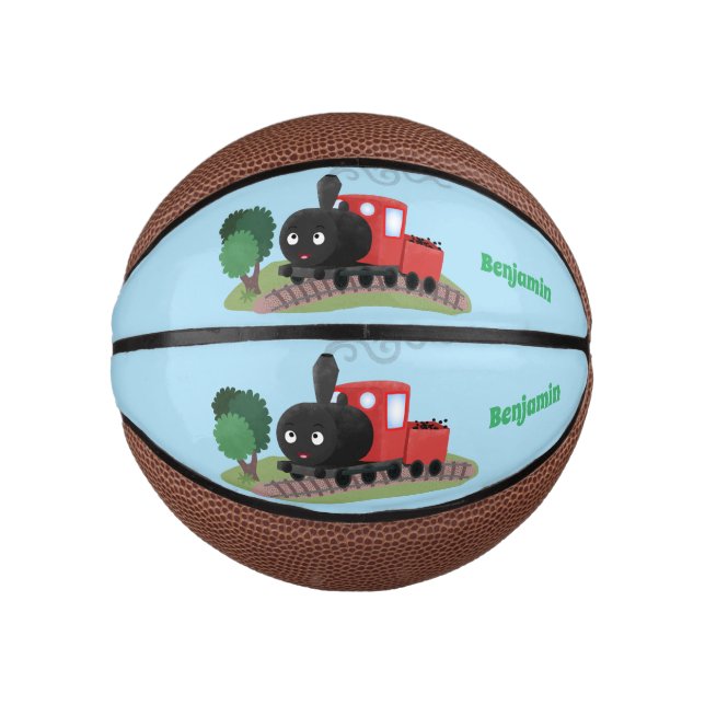 Abbildung des Cartoon der niedlichen Dampfzuglokom Mini Basketball (Vorderseite)