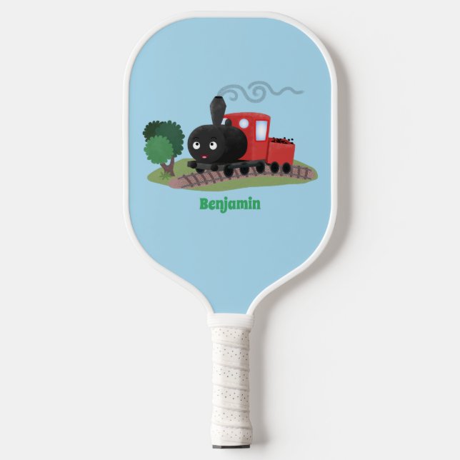 Abbildung des Cartoon der niedlichen Dampfzuglokom Pickleball Schläger (Vorderseite)