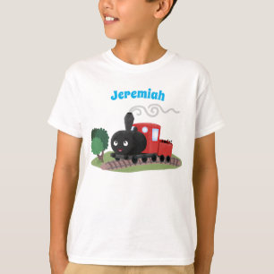 Abbildung des Cartoon der niedlichen Dampfzuglokom T-Shirt