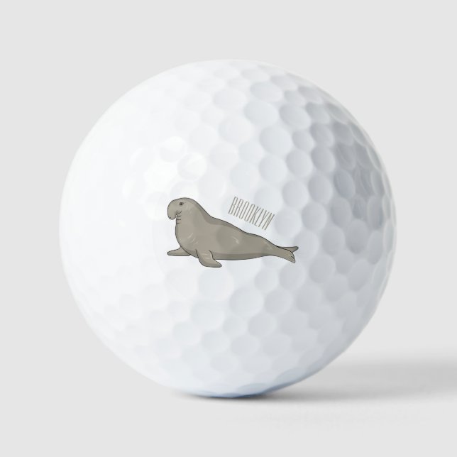 Abbildung des Cartoon eines Elephant-Siegels Golfball (Vorderseite)