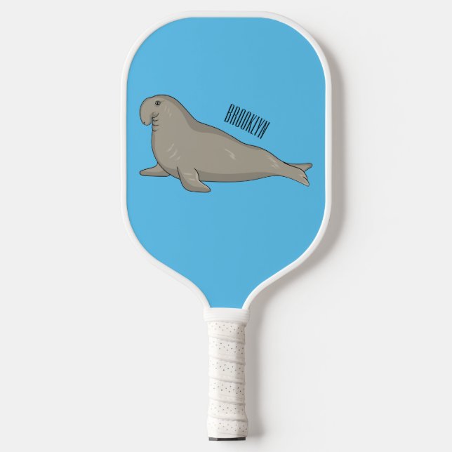 Abbildung des Cartoon eines Elephant-Siegels Pickleball Schläger (Vorderseite)