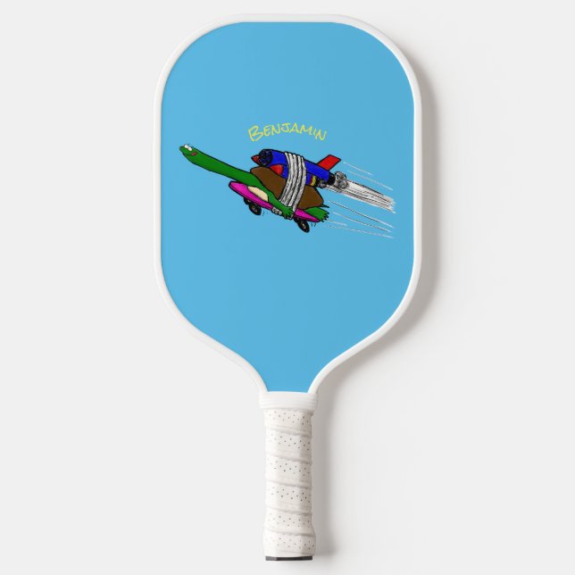 Abbildung des Cartoon mit flatternder Schildkröte Pickleball Schläger (Vorderseite)