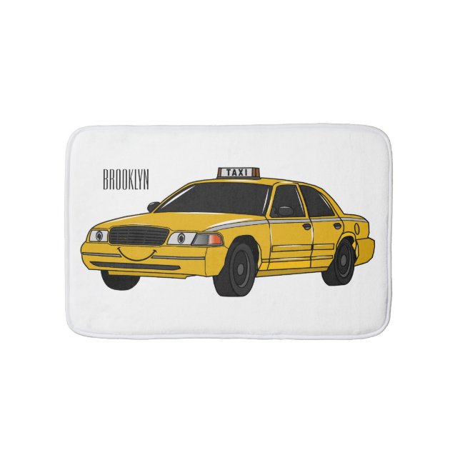 Abbildung des Cartoon Taxi Badematte (Vorderseite)