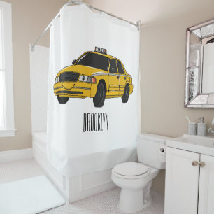 Abbildung des Cartoon Taxi Duschvorhang