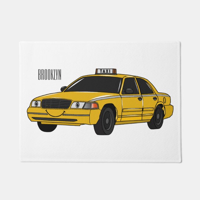 Abbildung des Cartoon Taxi Fußmatte (Vorderseite)