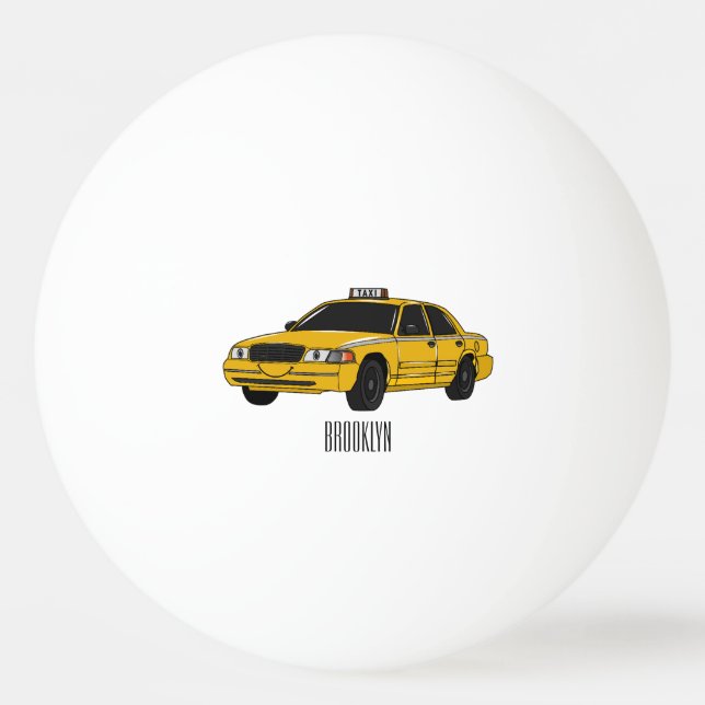 Abbildung des Cartoon Taxi Tischtennisball (Vorderseite)