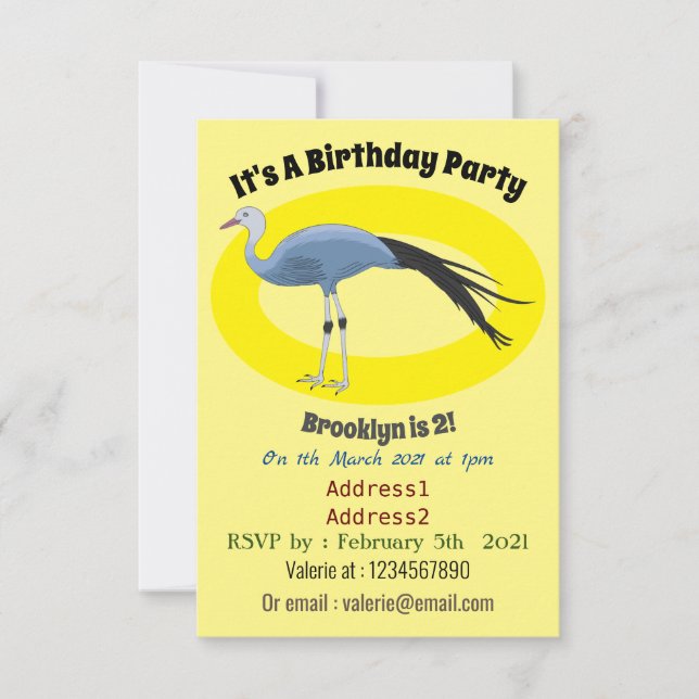 Abbildung des Cartoon von Blaukranken Einladung (Vorderseite)