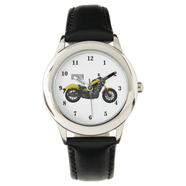 Abbildung des Cartoon von Cruiser Motorrädern Armbanduhr (Vorderseite)