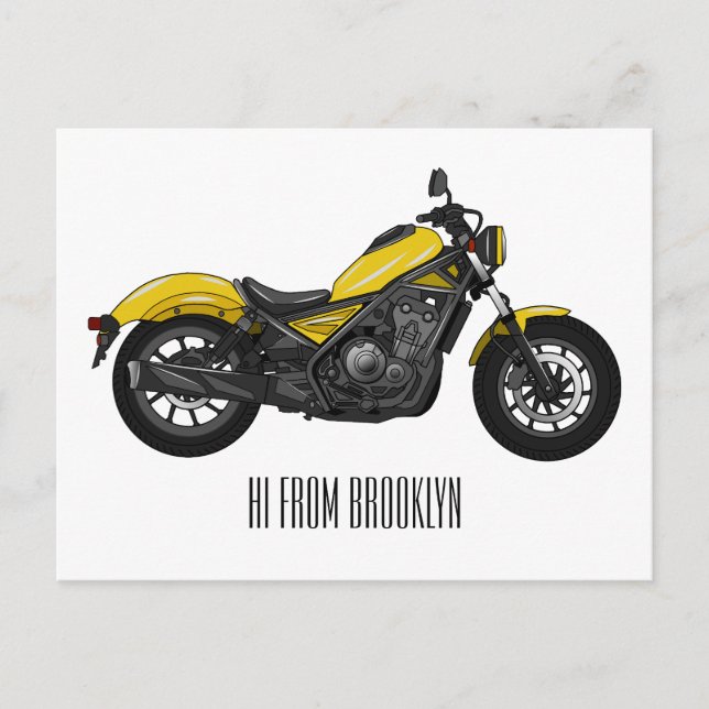 Abbildung des Cartoon von Cruiser Motorrädern Postkarte (Vorderseite)