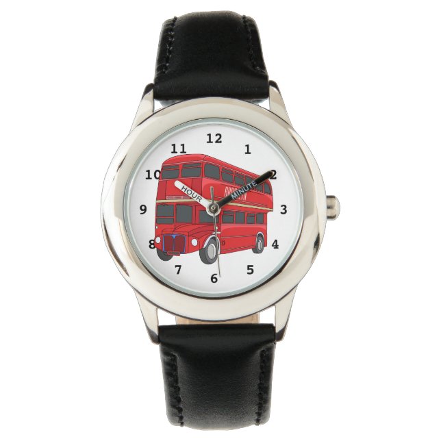 Abbildung des Cartoon von Doppeldeckern Armbanduhr (Vorderseite)