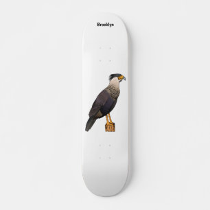 Abbildung des Cartoon von entzückten Caracara-Vöge Skateboard