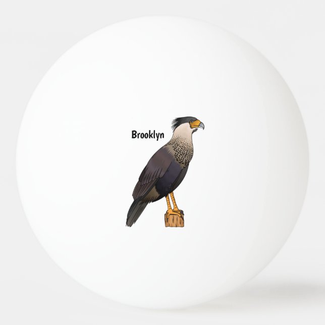 Abbildung des Cartoon von entzückten Caracara-Vöge Tischtennisball (Vorderseite)