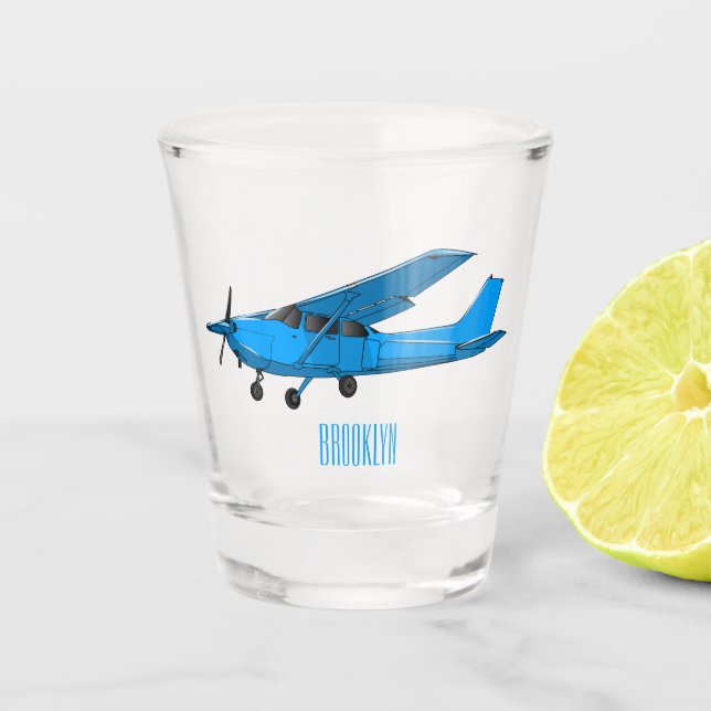 Abbildung des Cartoon von Festflugzeugen Schnapsglas (Vorderseite)