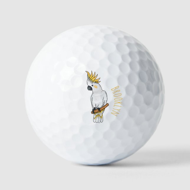 Abbildung des Cartoon von Kakatovogel mit Schwefel Golfball (Vorderseite)