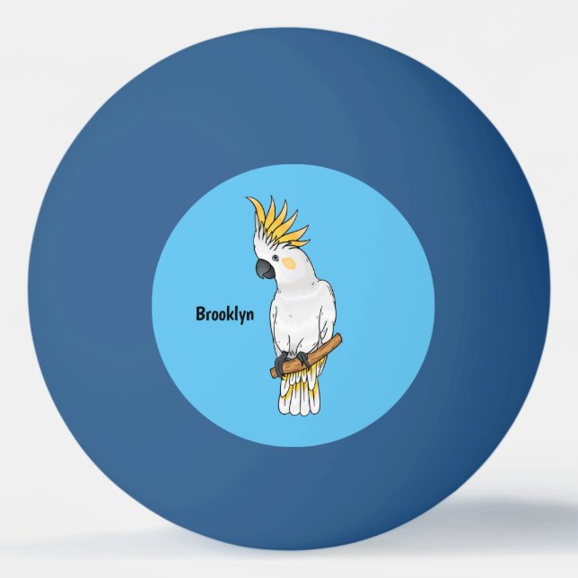 Abbildung des Cartoon von Kakatovogel mit Schwefel Tischtennisball (Vorderseite)