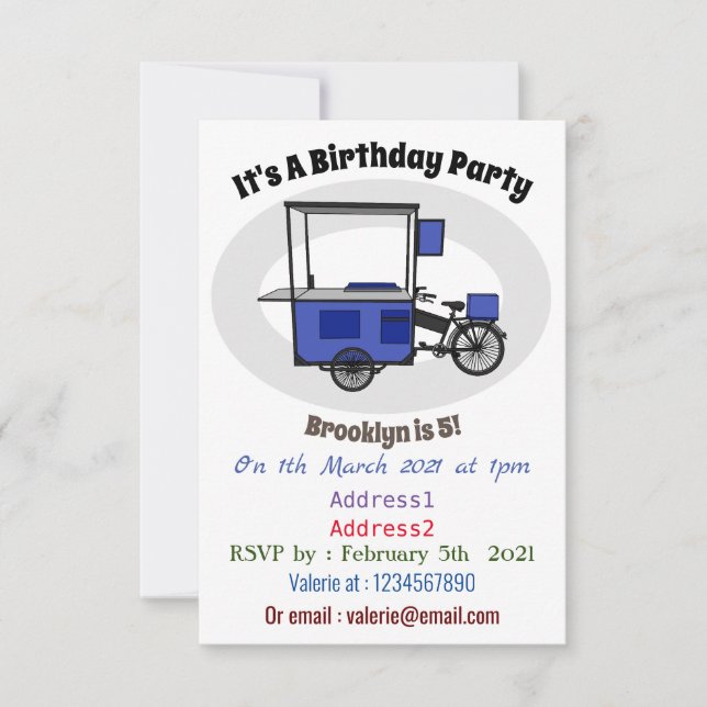 Abbildung des Cartoon von Lebensmittelkartons Einladung (Vorderseite)