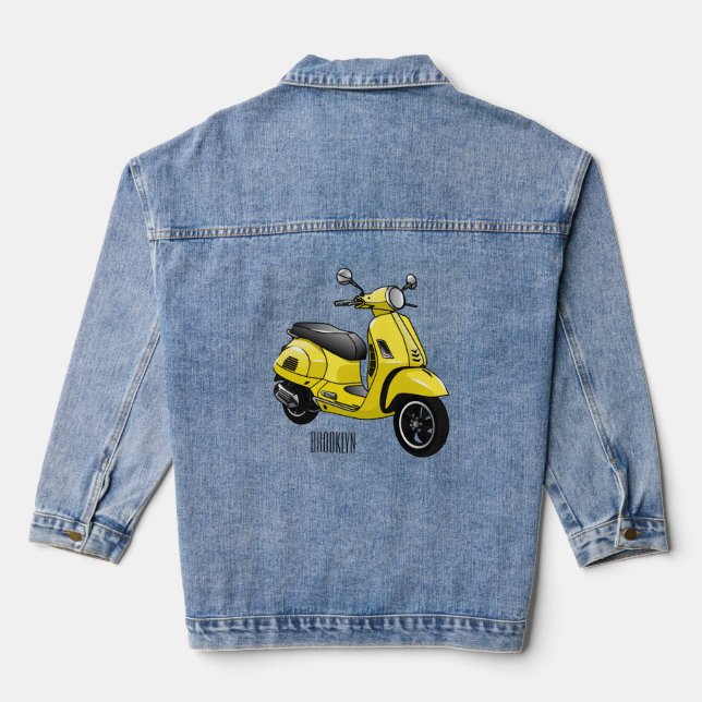 Abbildung des Cartoon von Motorrädern Jeansjacke (Rückseite)