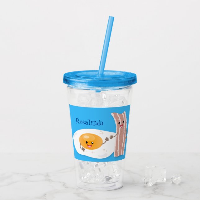 Abbildung des Cartoon von niedlichem Kawaii mit Ei Acryltrinkbecher (Rückseite Ice)