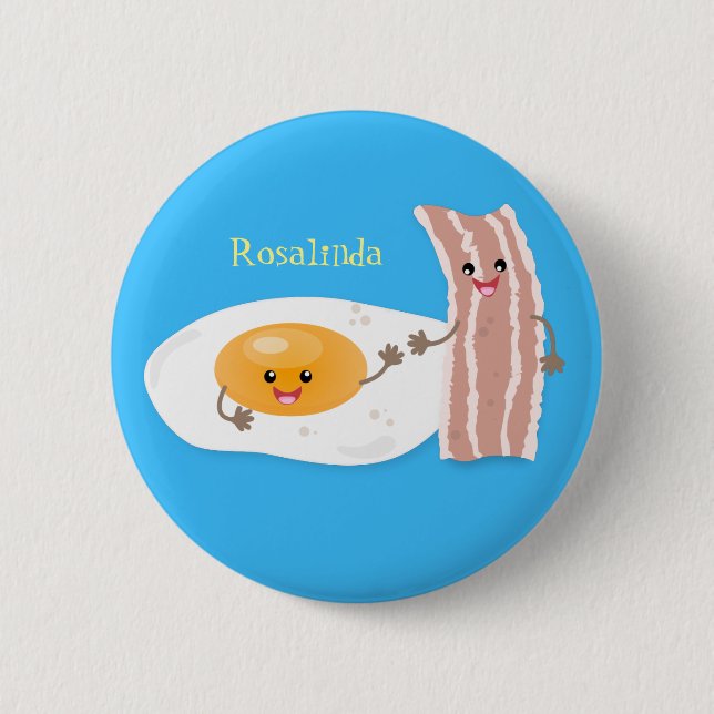 Abbildung des Cartoon von niedlichem Kawaii mit Ei Button (Vorderseite)