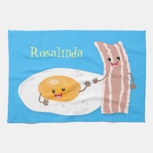 Abbildung des Cartoon von niedlichem Kawaii mit Ei Geschirrtuch