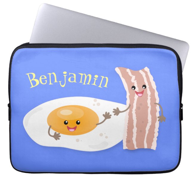 Abbildung des Cartoon von niedlichem Kawaii mit Ei Laptopschutzhülle (Vorderseite)