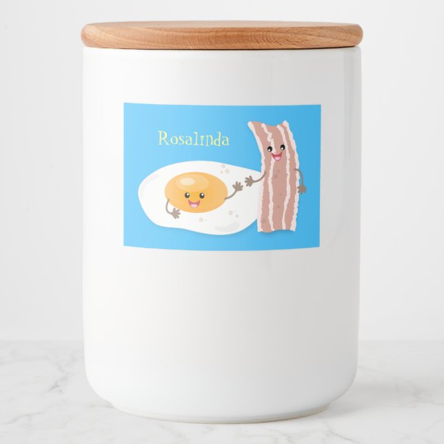 Abbildung des Cartoon von niedlichem Kawaii mit Ei Lebensmitteletikett (Vorderseite)