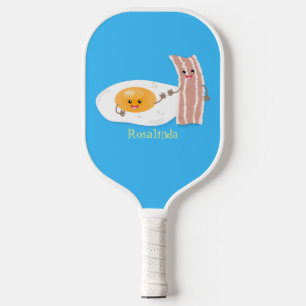 Abbildung des Cartoon von niedlichem Kawaii mit Ei Pickleball Schläger