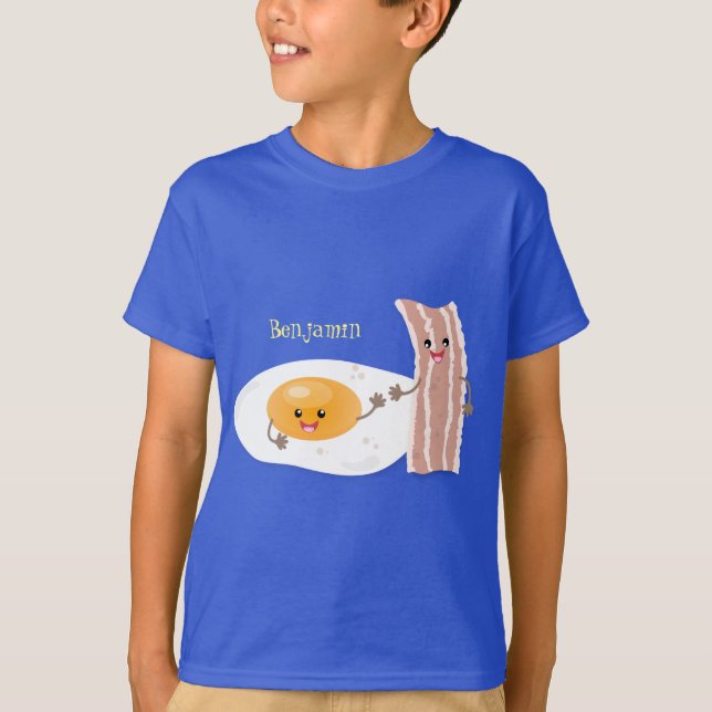 Abbildung des Cartoon von niedlichem Kawaii mit Ei T-Shirt (Vorderseite)