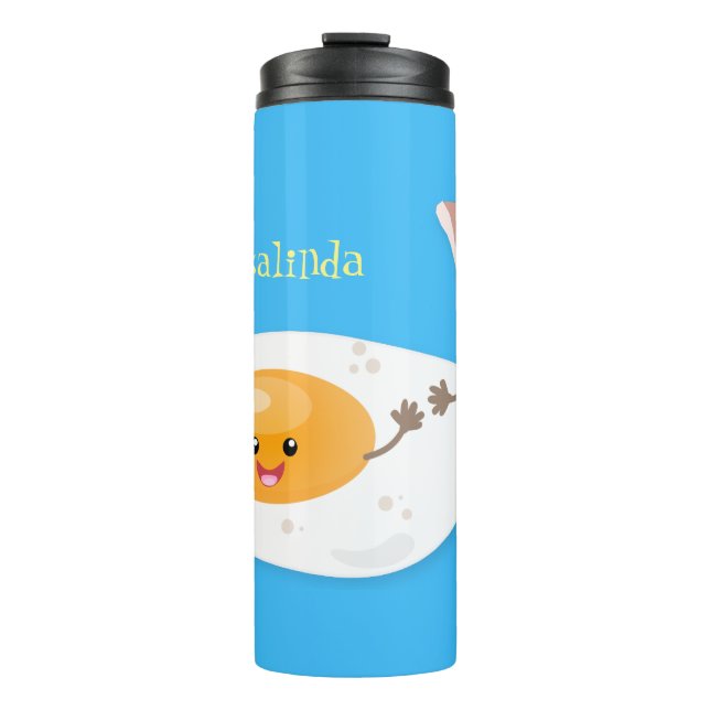 Abbildung des Cartoon von niedlichem Kawaii mit Ei Thermosbecher (Vorderseite)