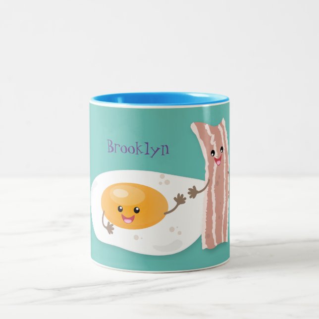 Abbildung des Cartoon von niedlichem Kawaii mit Ei Zweifarbige Tasse (Mittel)