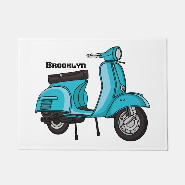 Abbildung des Cartoon von niedlichen Motorrädern Fußmatte (Vorderseite)