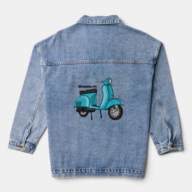 Abbildung des Cartoon von niedlichen Motorrädern Jeansjacke (Rückseite)